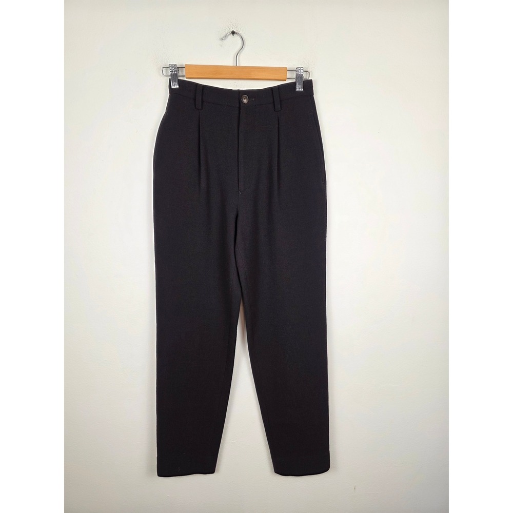 Issey Miyake Vintage Dark Purple Wool Pleated Trousers High Waist Tapered Small